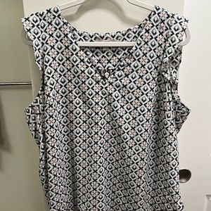 LOFT Sleeveless Graphic Print V-Neck Top, Size 16+